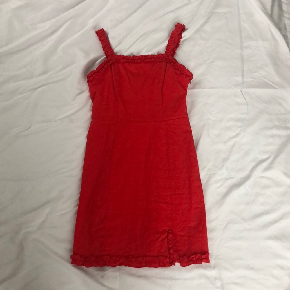 Red ruffle dress